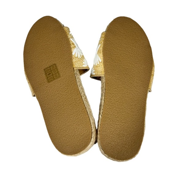 Jack Rogers Bettina Slide 6 Natural White Straw Floral Espadrilles Preppy Chic - Picture 5 of 7